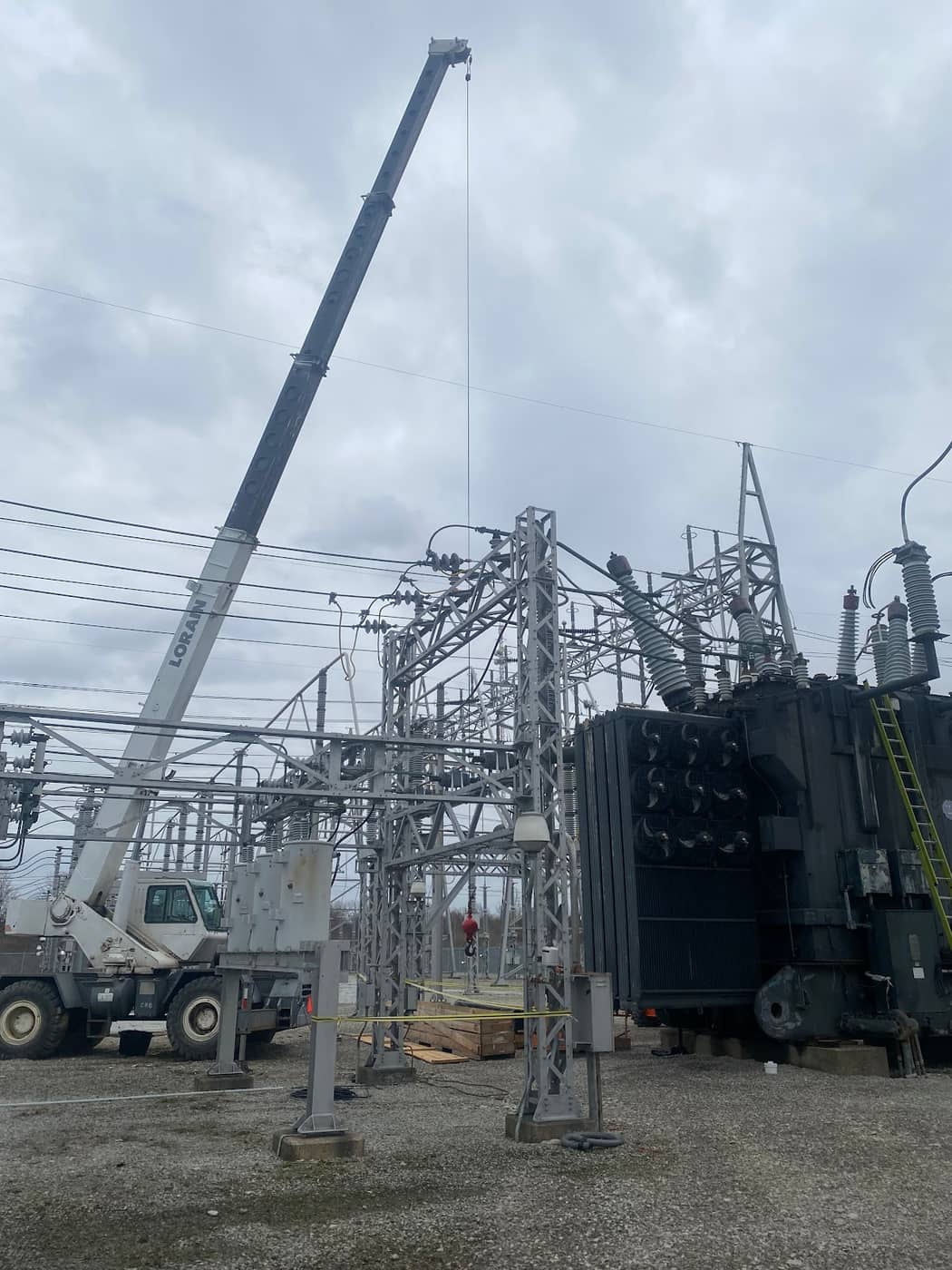 Crane in an electrical substation